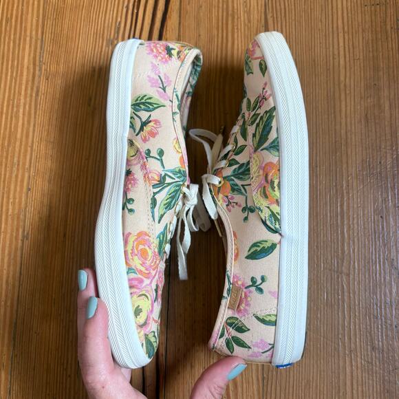 Keds Floral Canvas Sneakers - Cream and Green - Picture 6 of 7